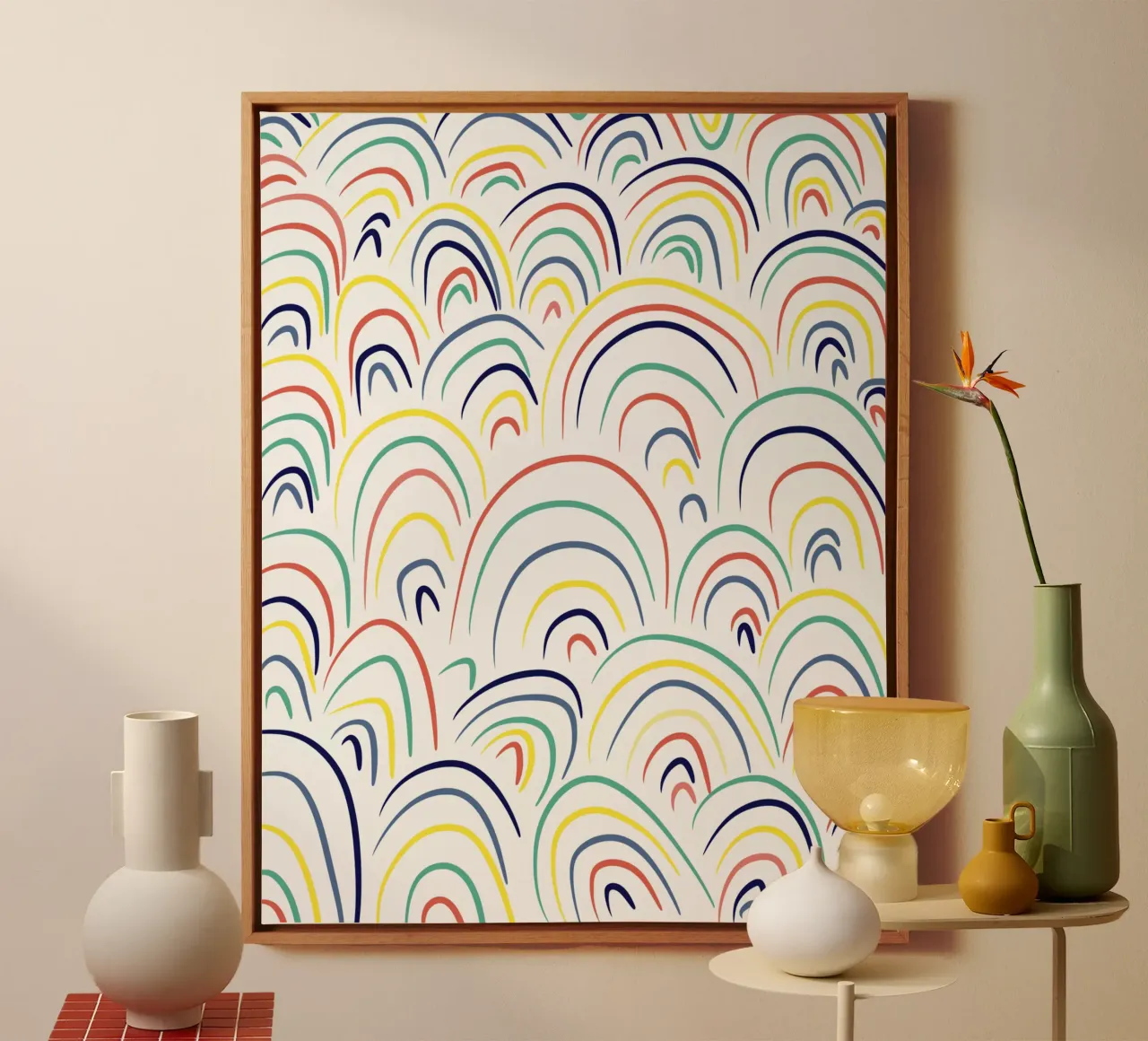 Rainbows canvas with Floater frame by Little Dean