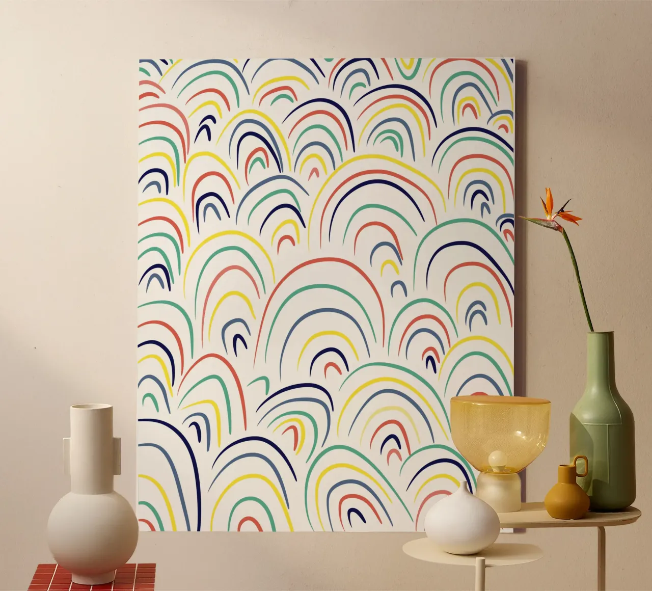 Rainbows canvas with Floater frame by Little Dean