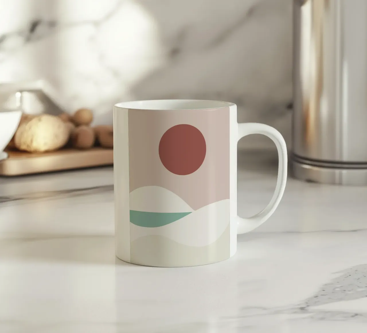 Paesaggio bianco 03 tazza in ceramica da Little Dean