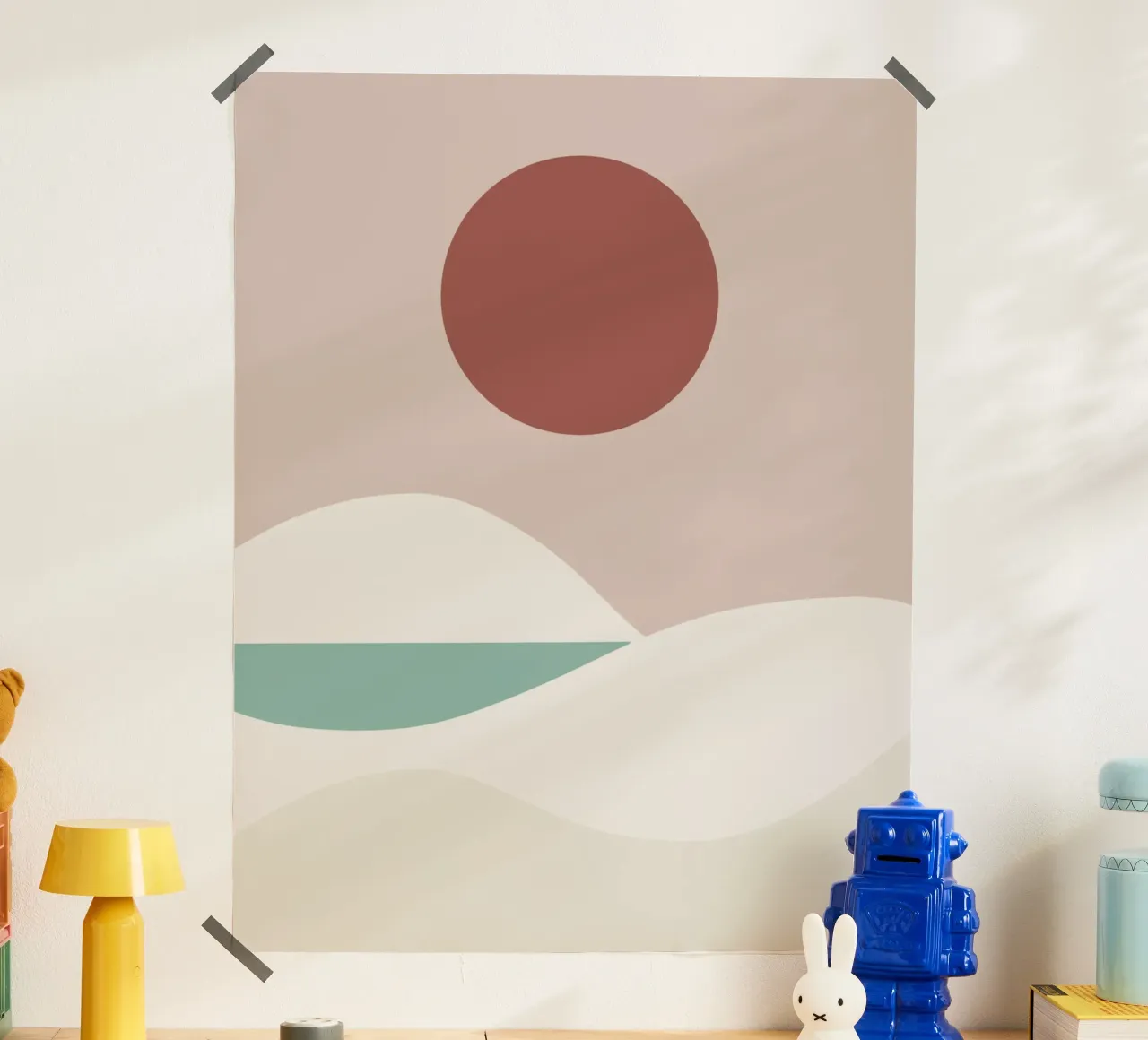 Paesaggio bianco 03 poster con telaio in alluminio da Little Dean