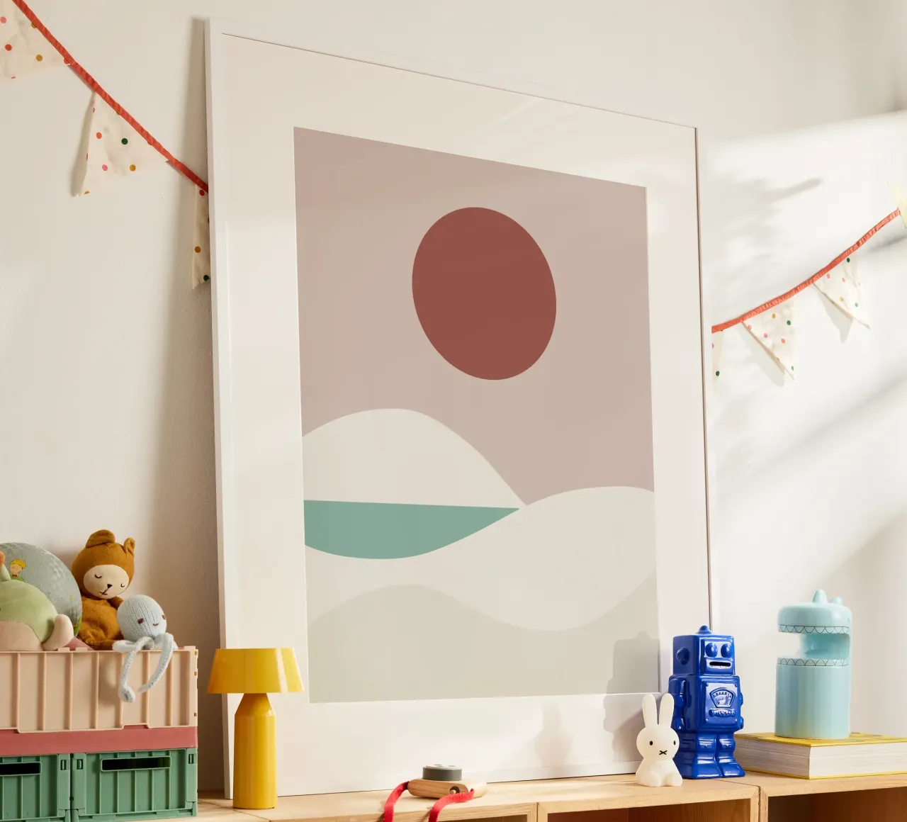 Paesaggio bianco 03 poster con telaio in alluminio da Little Dean