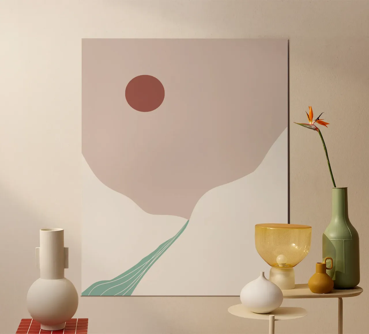 Paesaggio bianco 04 poster con telaio in plastica da Little Dean