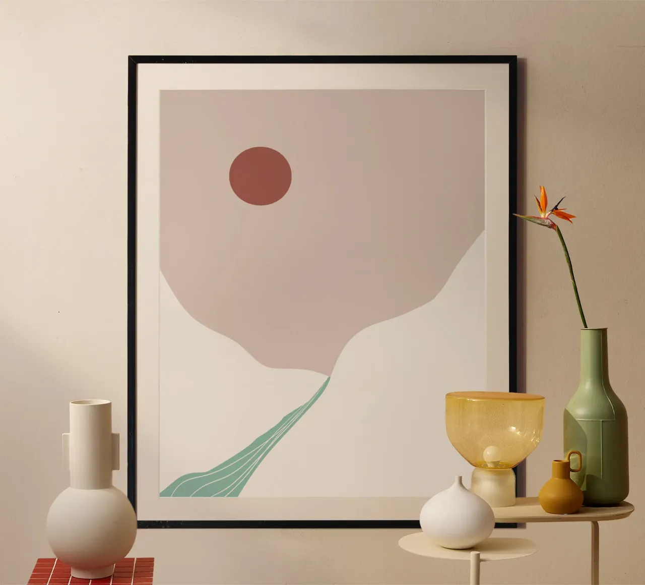 Paesaggio bianco 04 poster con telaio in plastica da Little Dean