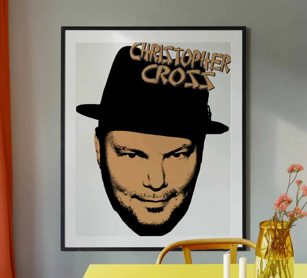 Pop Rock Christopherr Cross poster con marco de madera de igoshdesigns