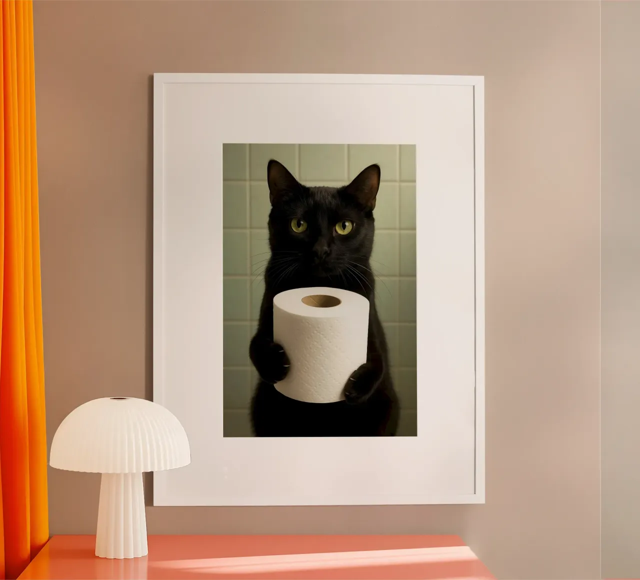 cat hold the toilet paper poster da panada