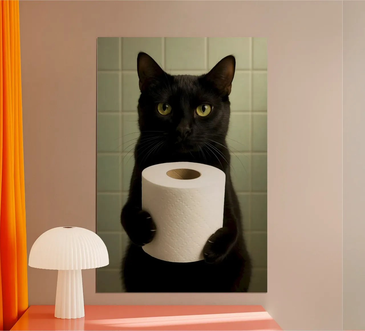cat hold the toilet paper poster da panada
