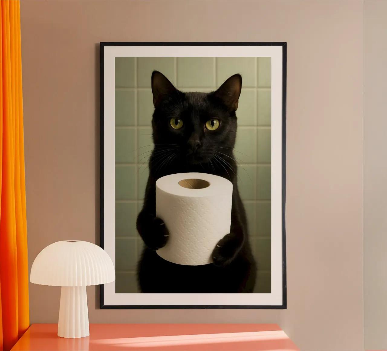 cat hold the toilet paper poster da panada