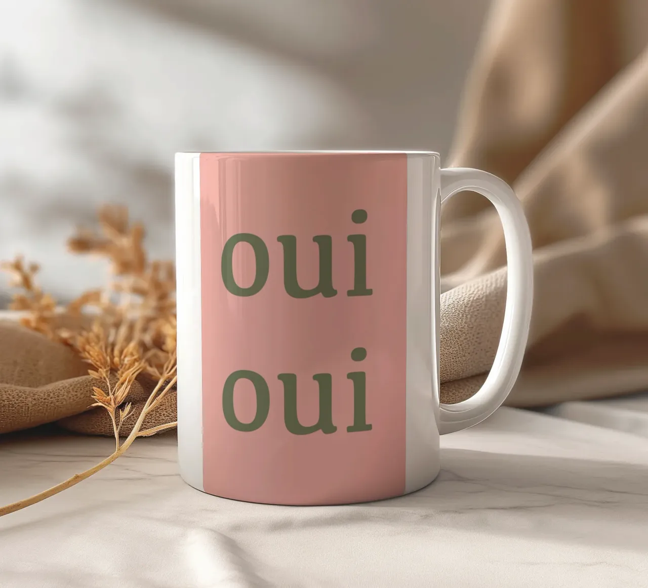 Oui Oui French typographie design ceramic mug by Proper job studio