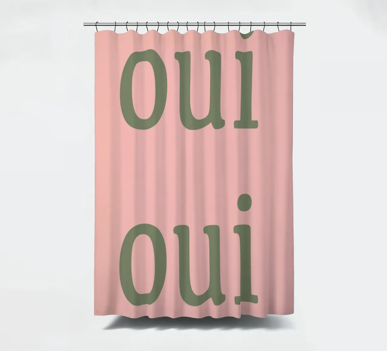 Oui Oui French typographie design shower curtain by Proper job studio