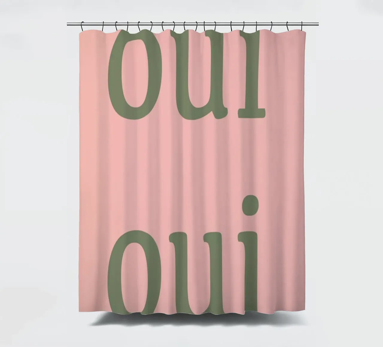 Oui Oui French typographie design shower curtain by Proper job studio