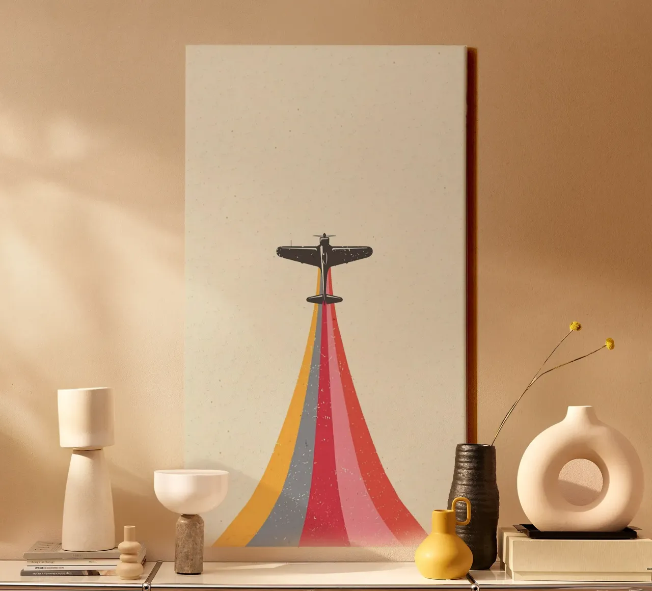 colorful plane tracks tela con Cornice a cassetta da sunity