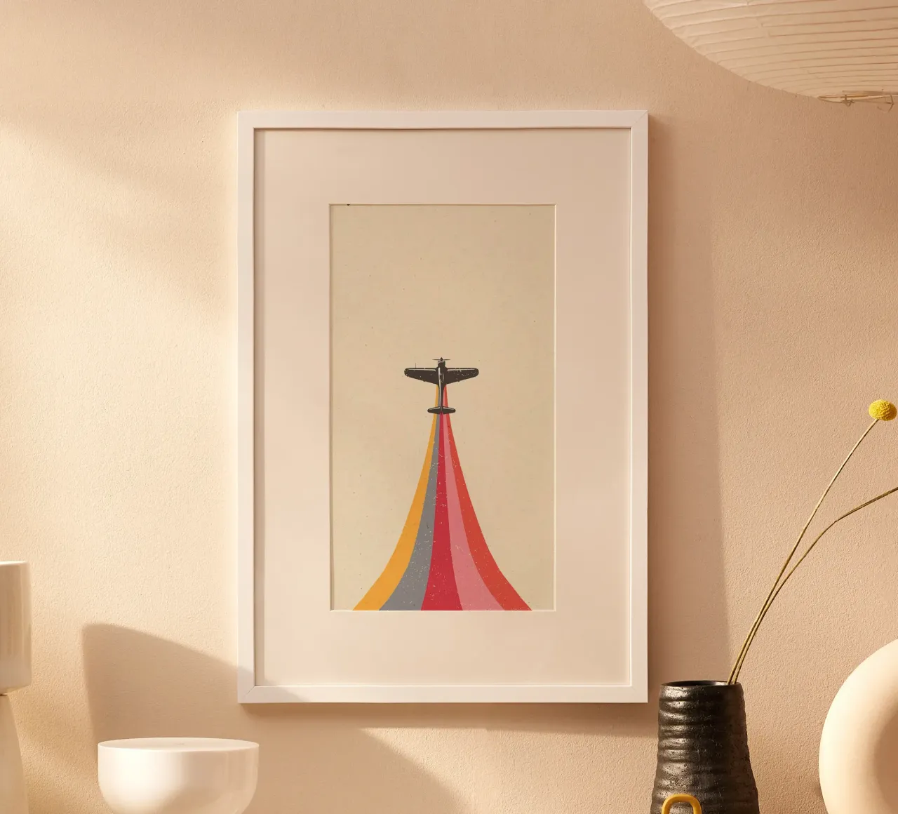 colorful plane tracks poster con telaio in alluminio da sunity