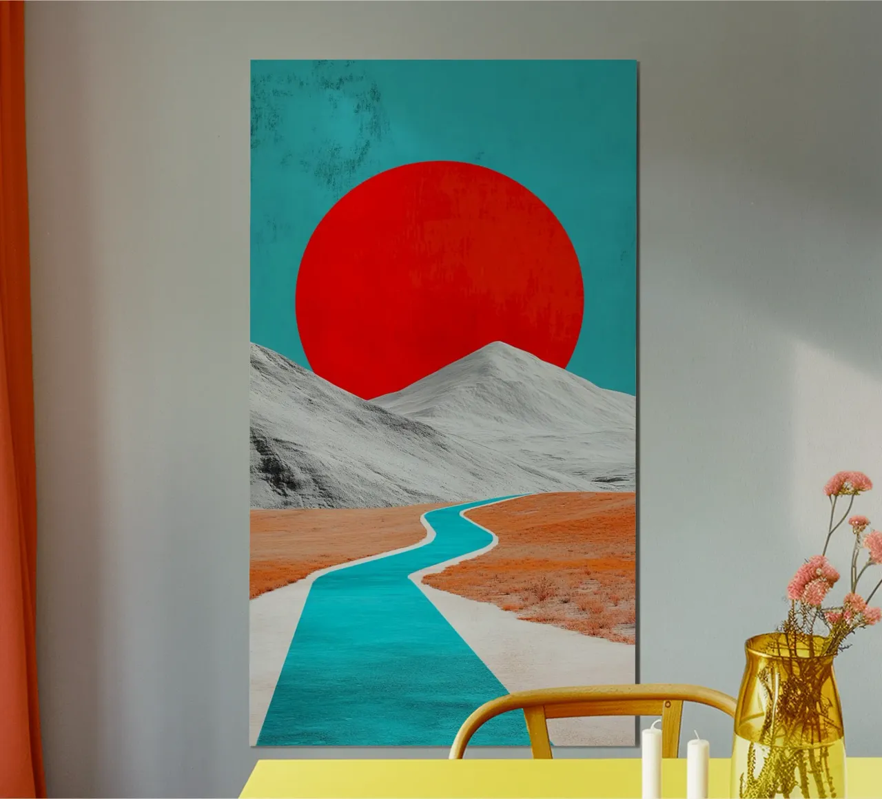 color line to sunset poster con telaio in alluminio da panada
