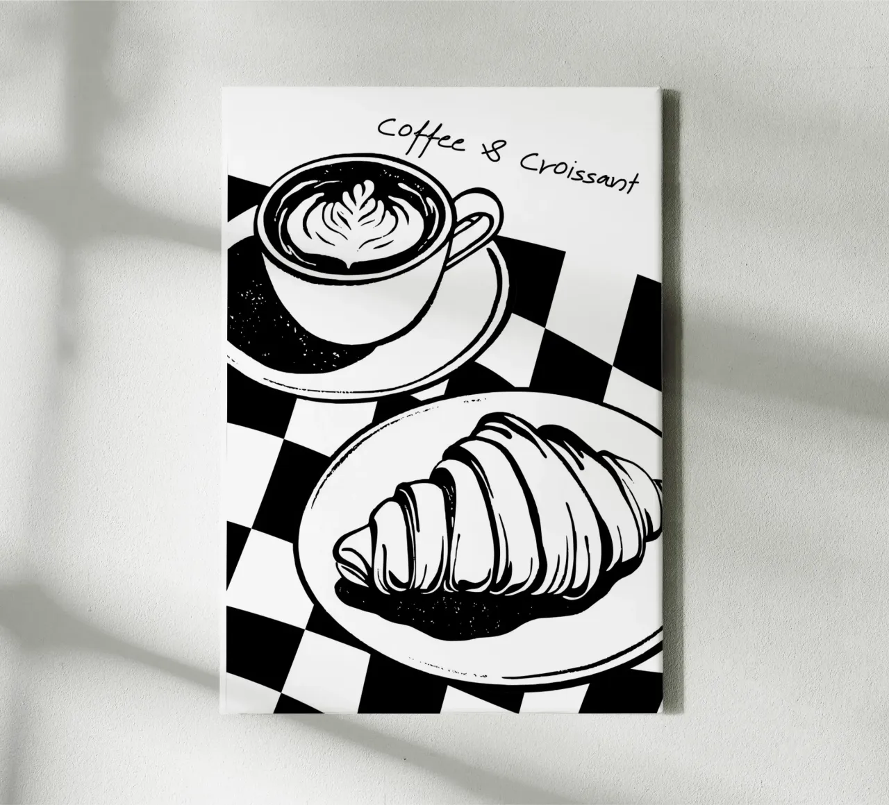 Coffee & Croissants canvas with Floater frame by DigiWunderwerk