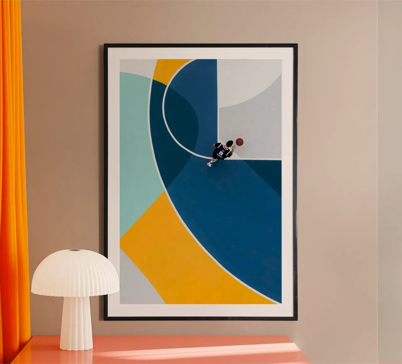 circle line color volleyball poster con telaio in plastica da panada