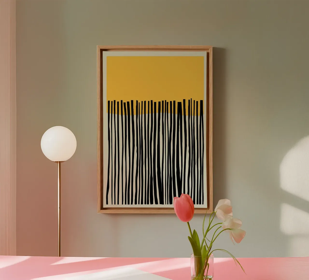 paralel line rain canvas with Floater frame by panada