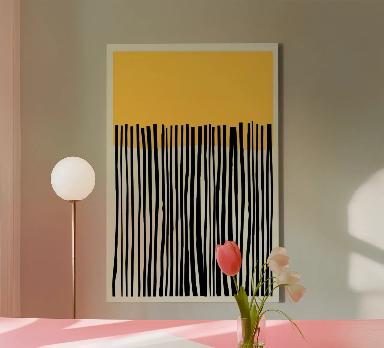 paralel line rain canvas with Floater frame by panada