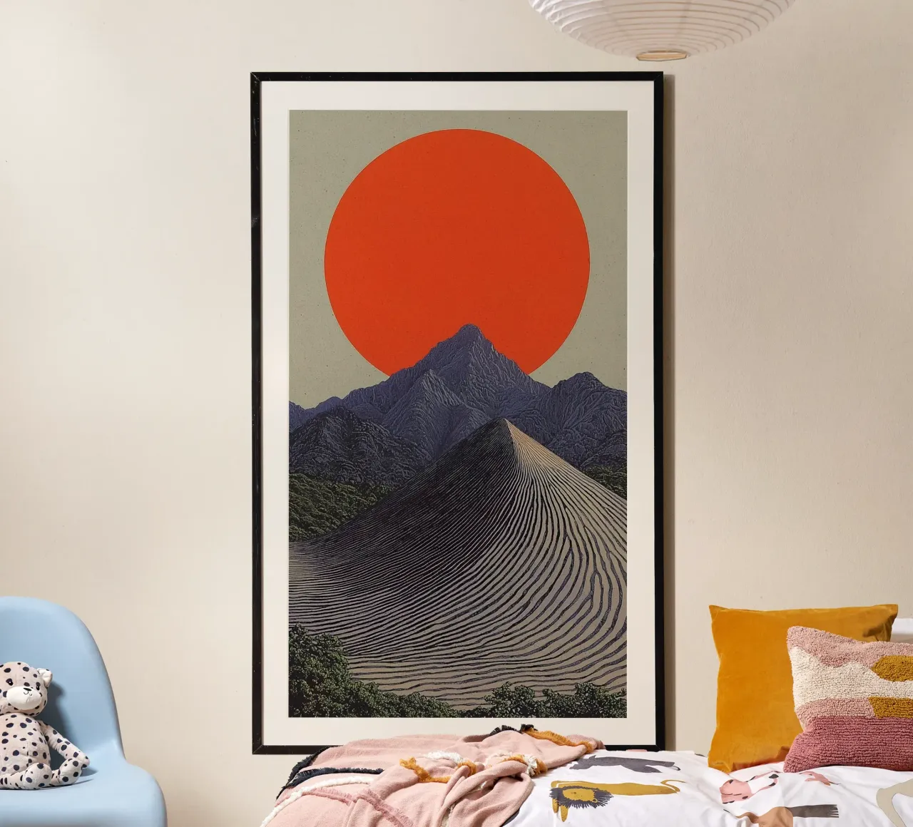 line paralel mountain red sun poster da panada