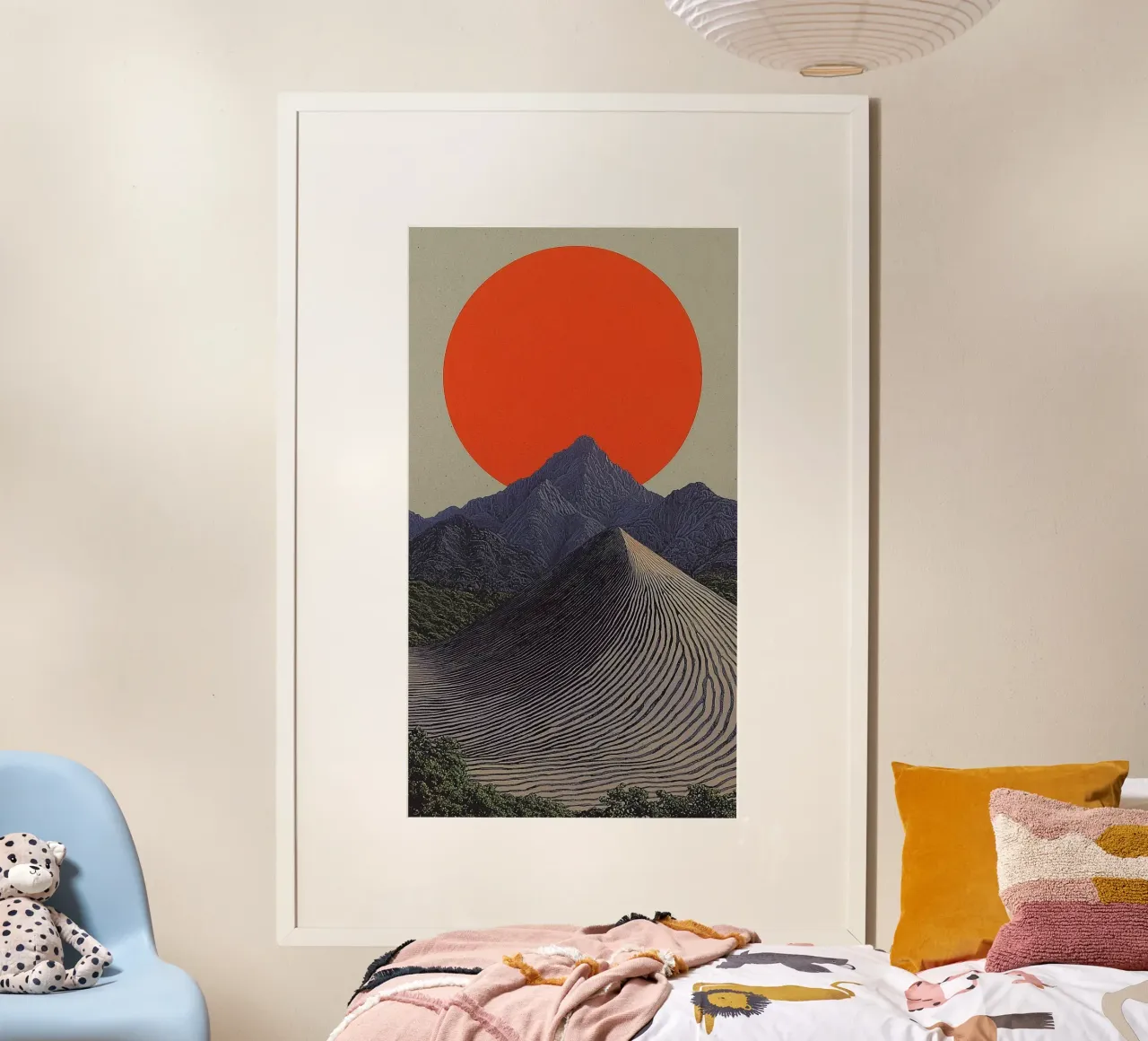 line paralel mountain red sun poster da panada