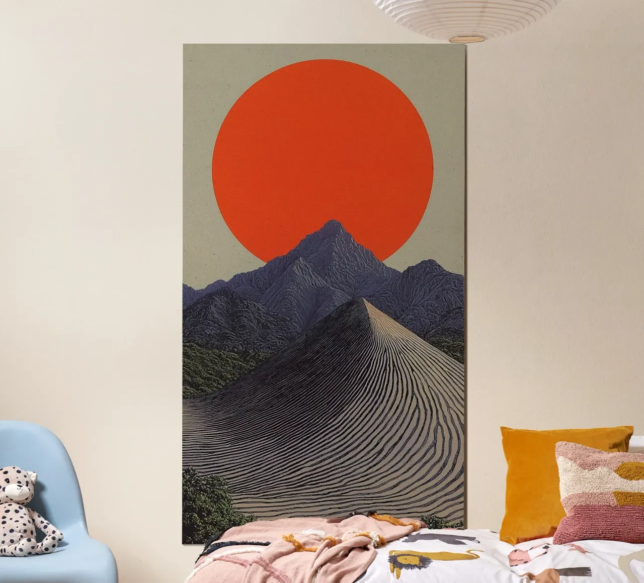 line paralel mountain red sun poster da panada