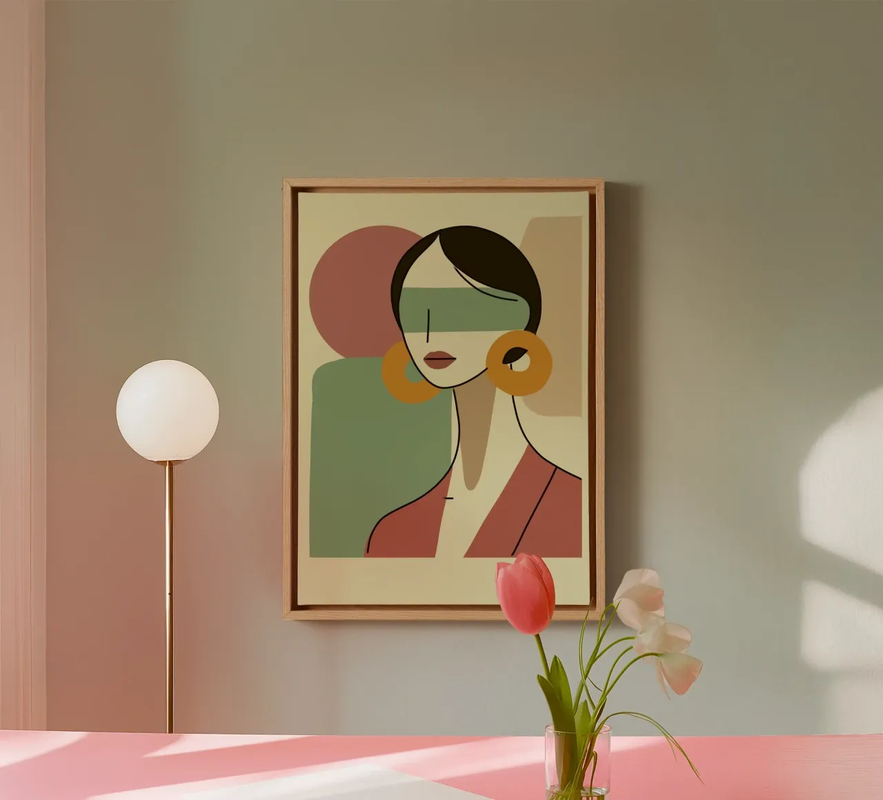 girl with sheet in shape canvas met Baklijst van sunity