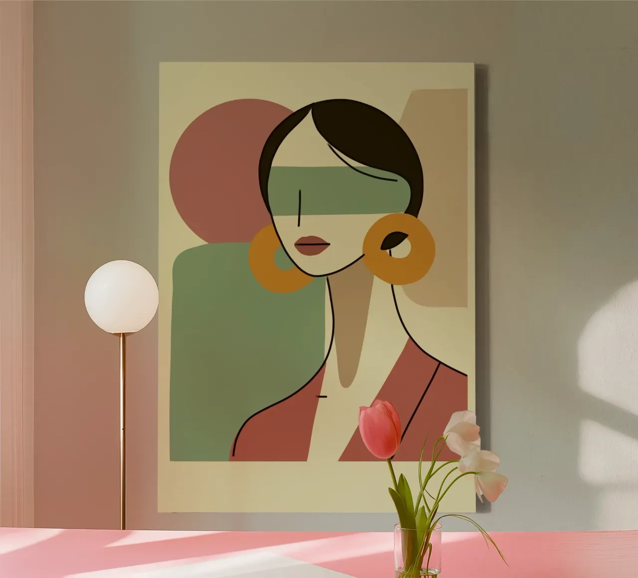 girl with sheet in shape canvas met Baklijst van sunity