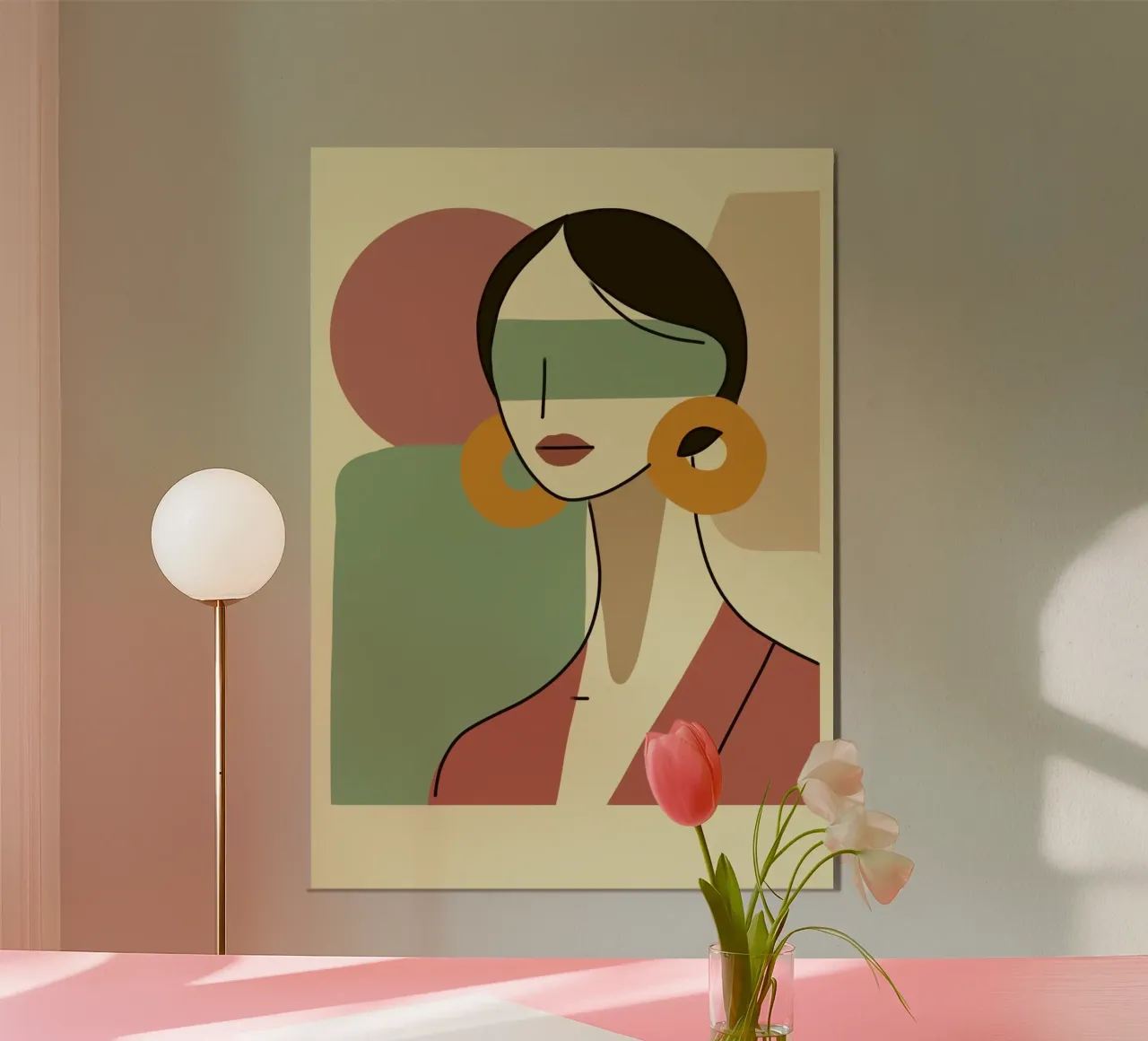 girl with sheet in shape poster con telaio in plastica da sunity