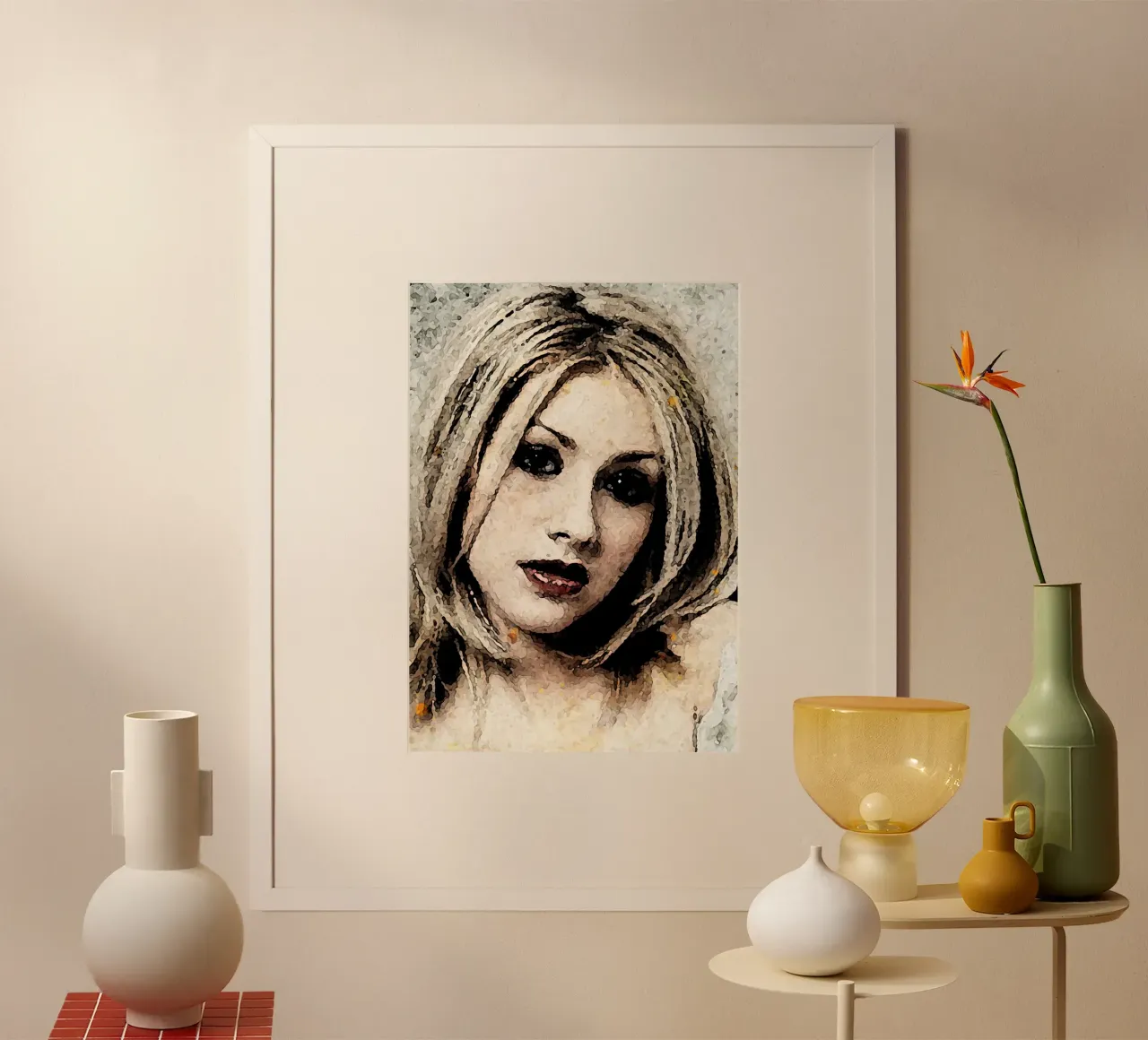 1001 ink art Christina A poster con telaio in legno da aank1001