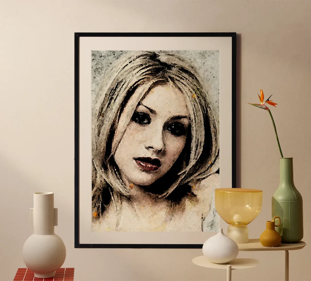 1001 ink art Christina A poster con telaio in legno da aank1001
