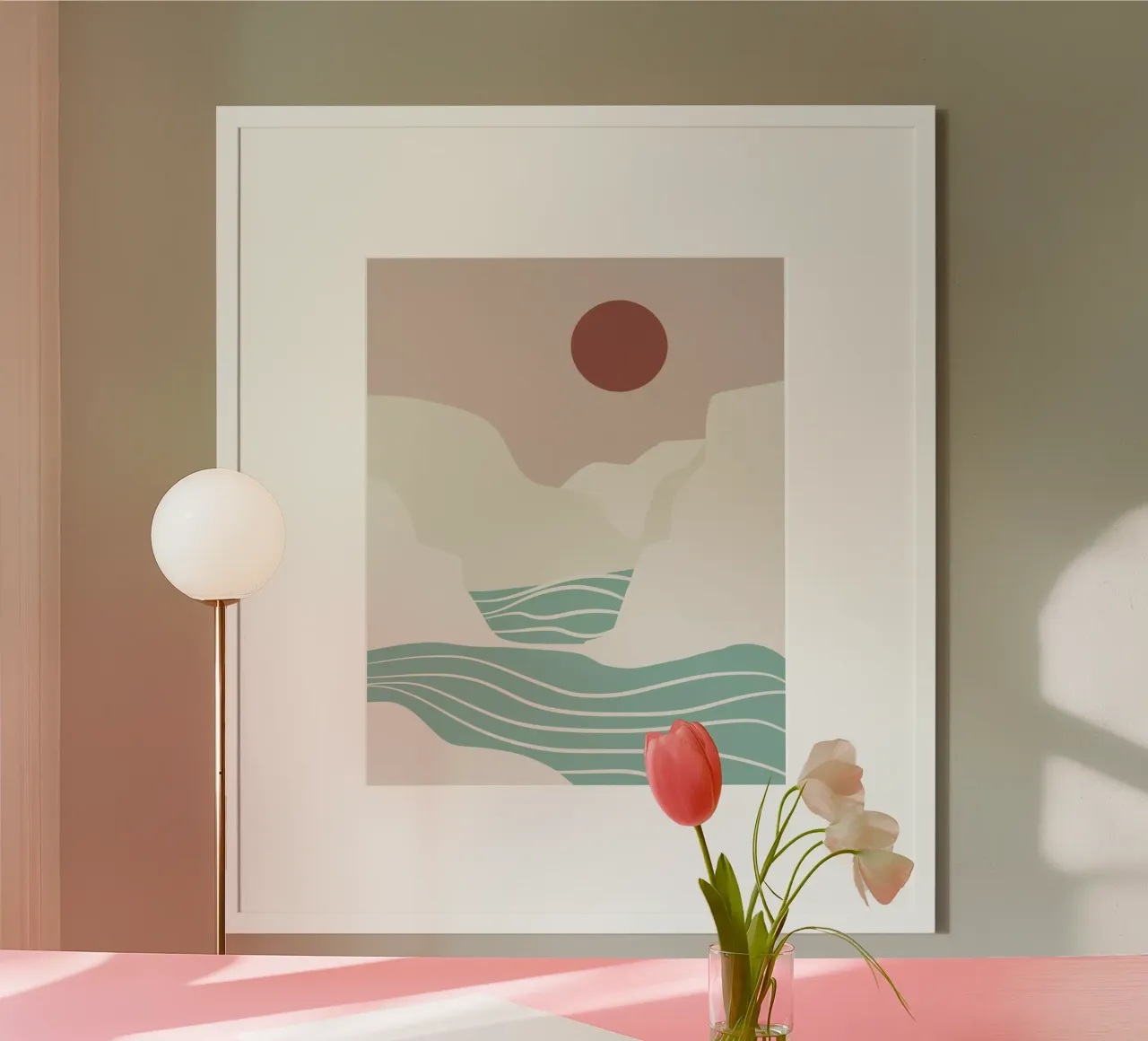 Paesaggio bianco 06 poster con telaio in plastica da Little Dean