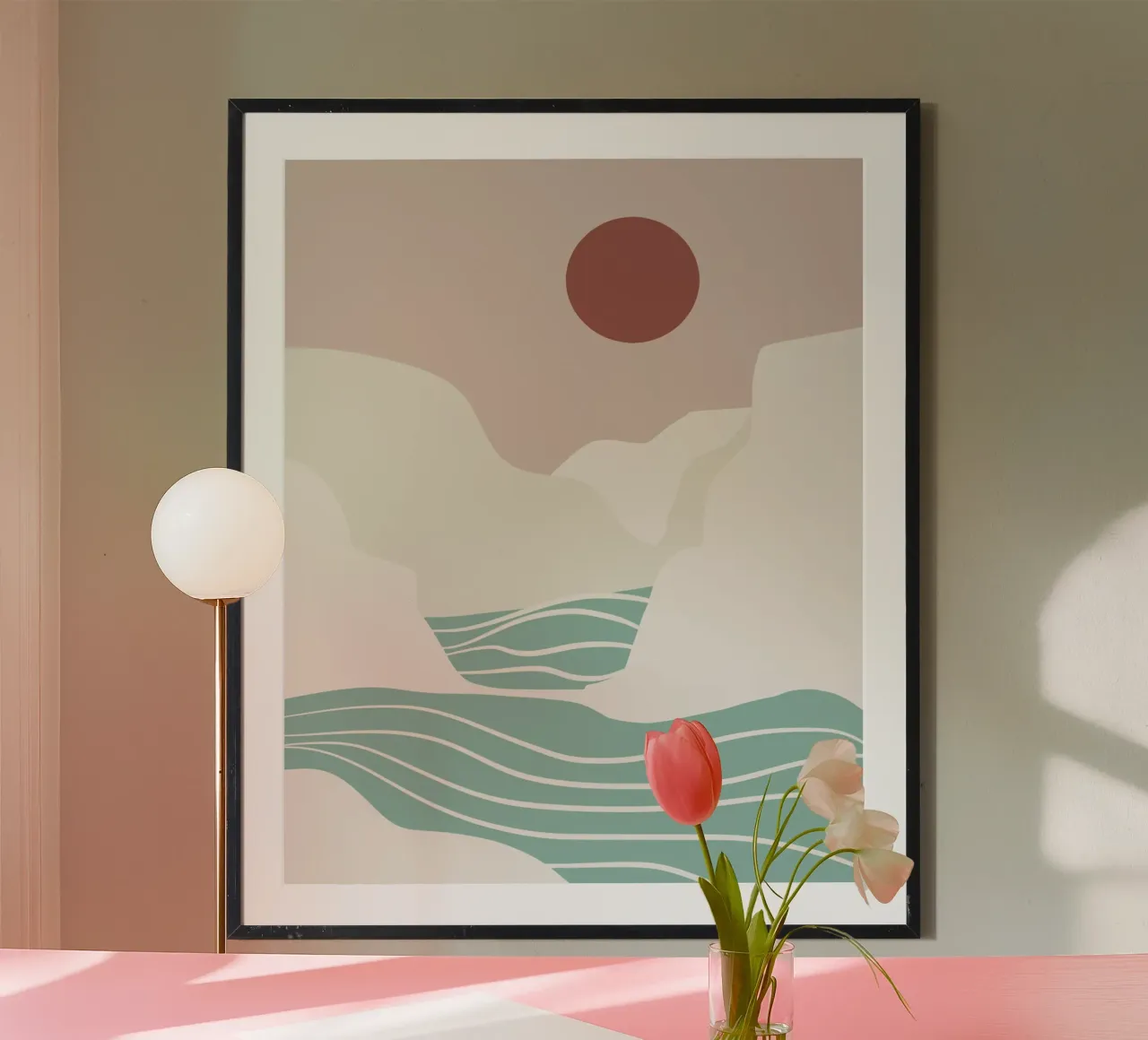 Paesaggio bianco 06 poster con telaio in plastica da Little Dean