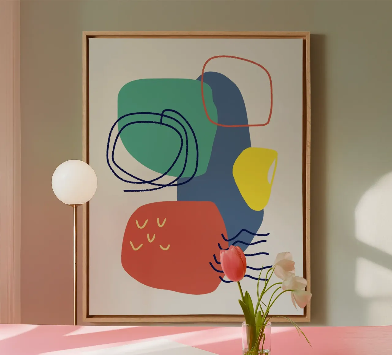 Tri color mix canvas met Baklijst van Little Dean
