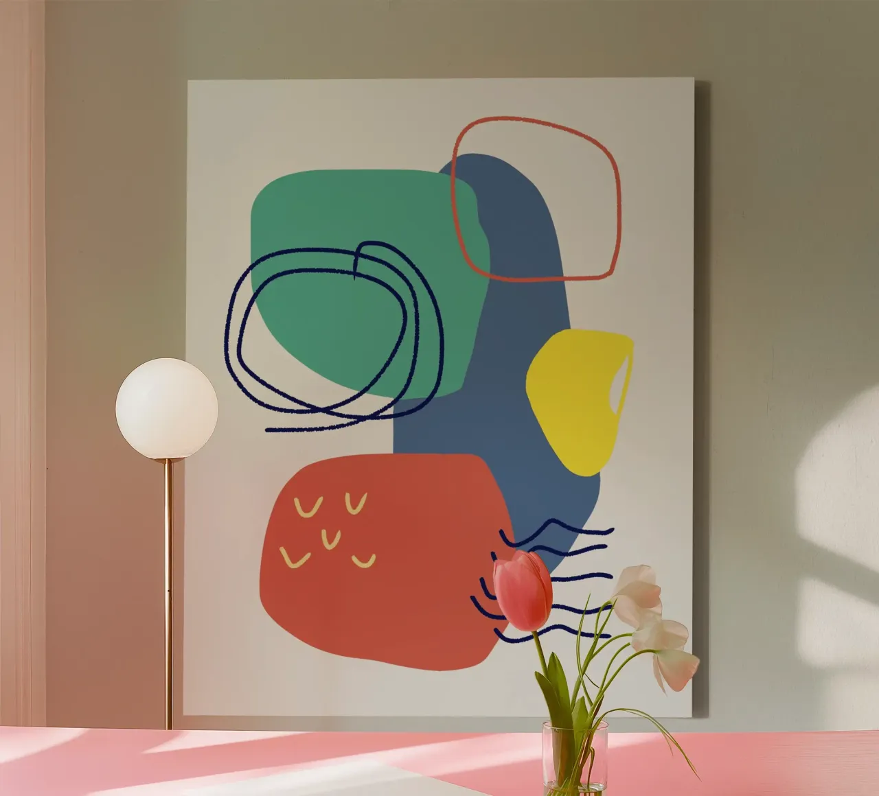 Tri color mix canvas met Baklijst van Little Dean