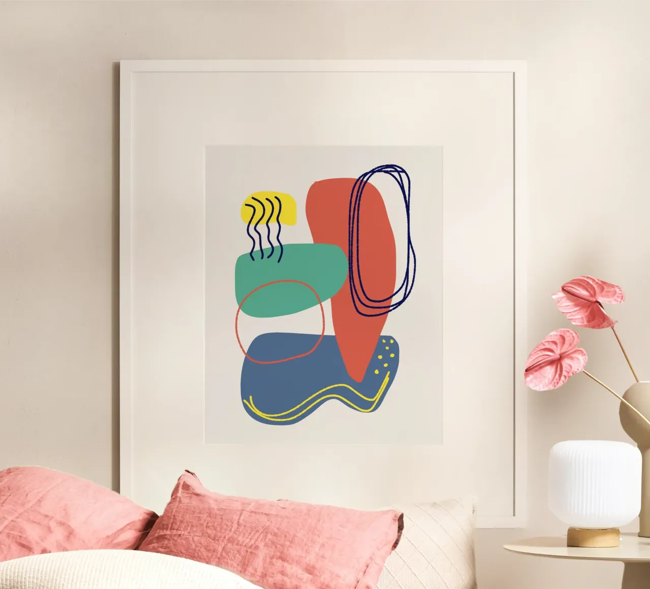 Tri color mix 02 poster met aluminium frame van Little Dean