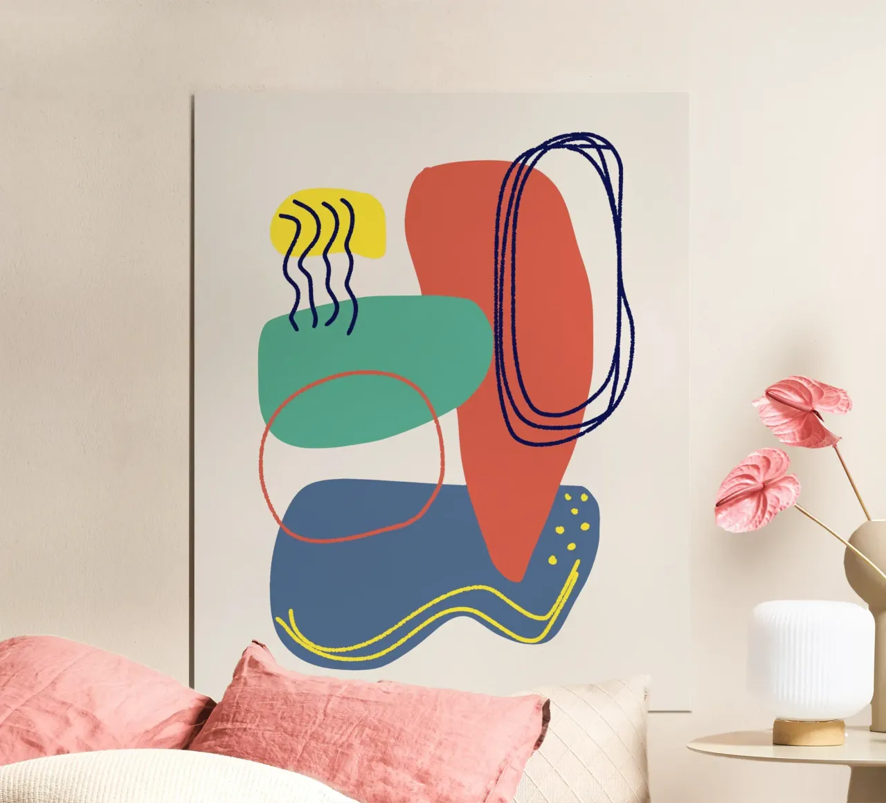 Tri color mix 02 poster met aluminium frame van Little Dean
