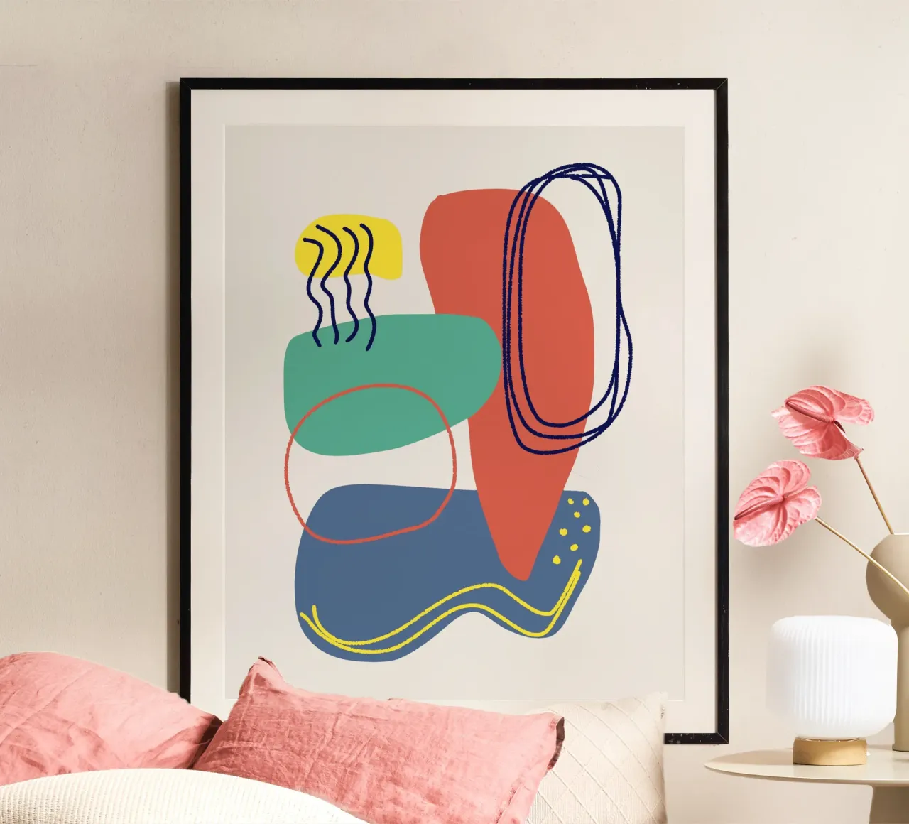 Tri color mix 02 poster met aluminium frame van Little Dean