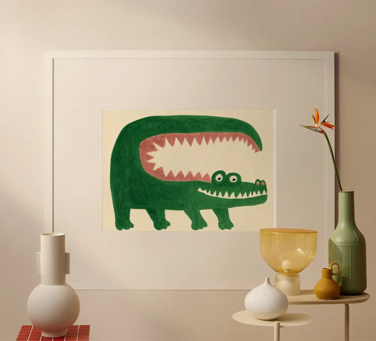 Divertente poster di coccodrillo per bambini - illustrazione di animali giocosi poster da KidzStudio