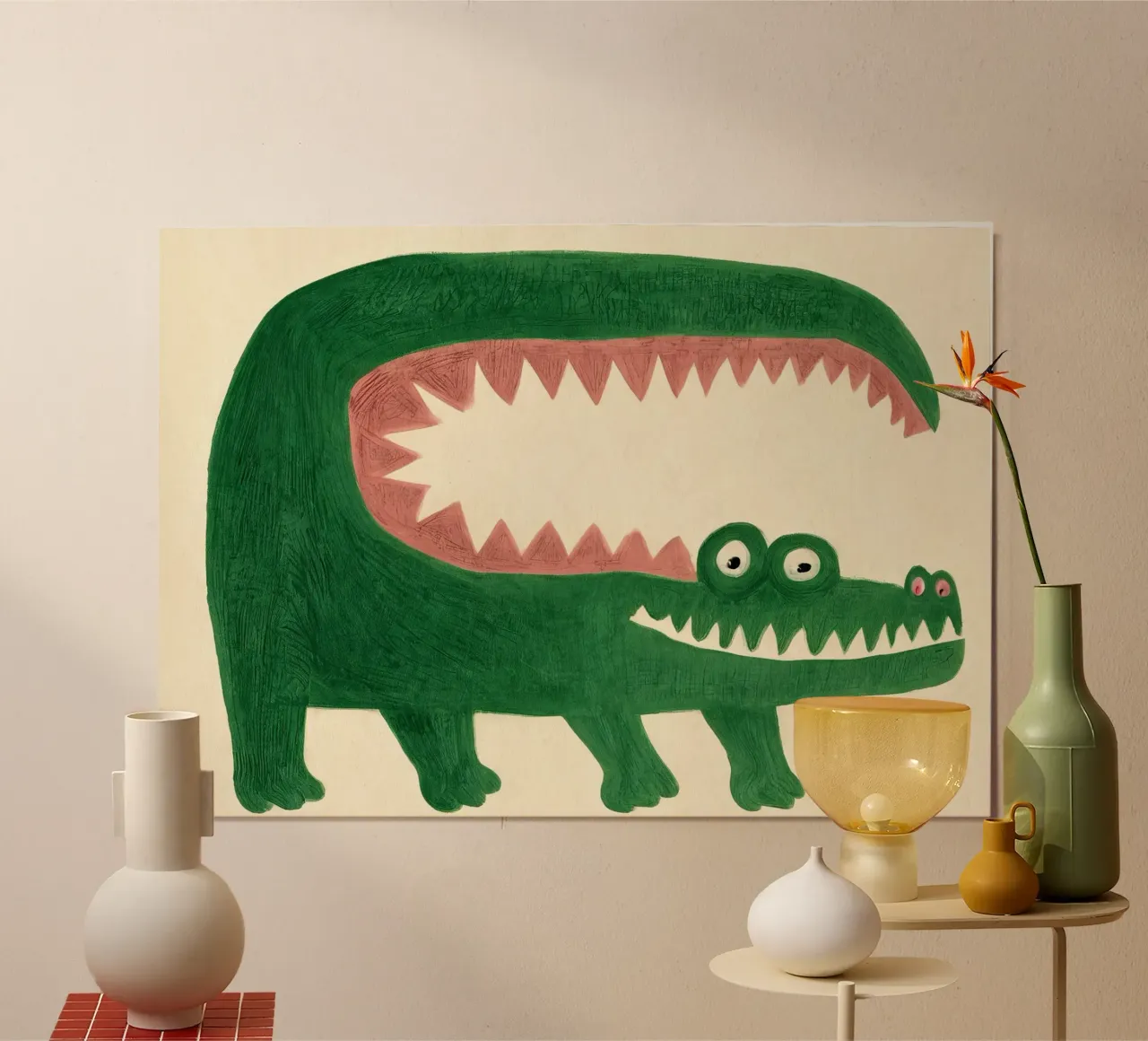 Divertente poster di coccodrillo per bambini - illustrazione di animali giocosi poster da KidzStudio
