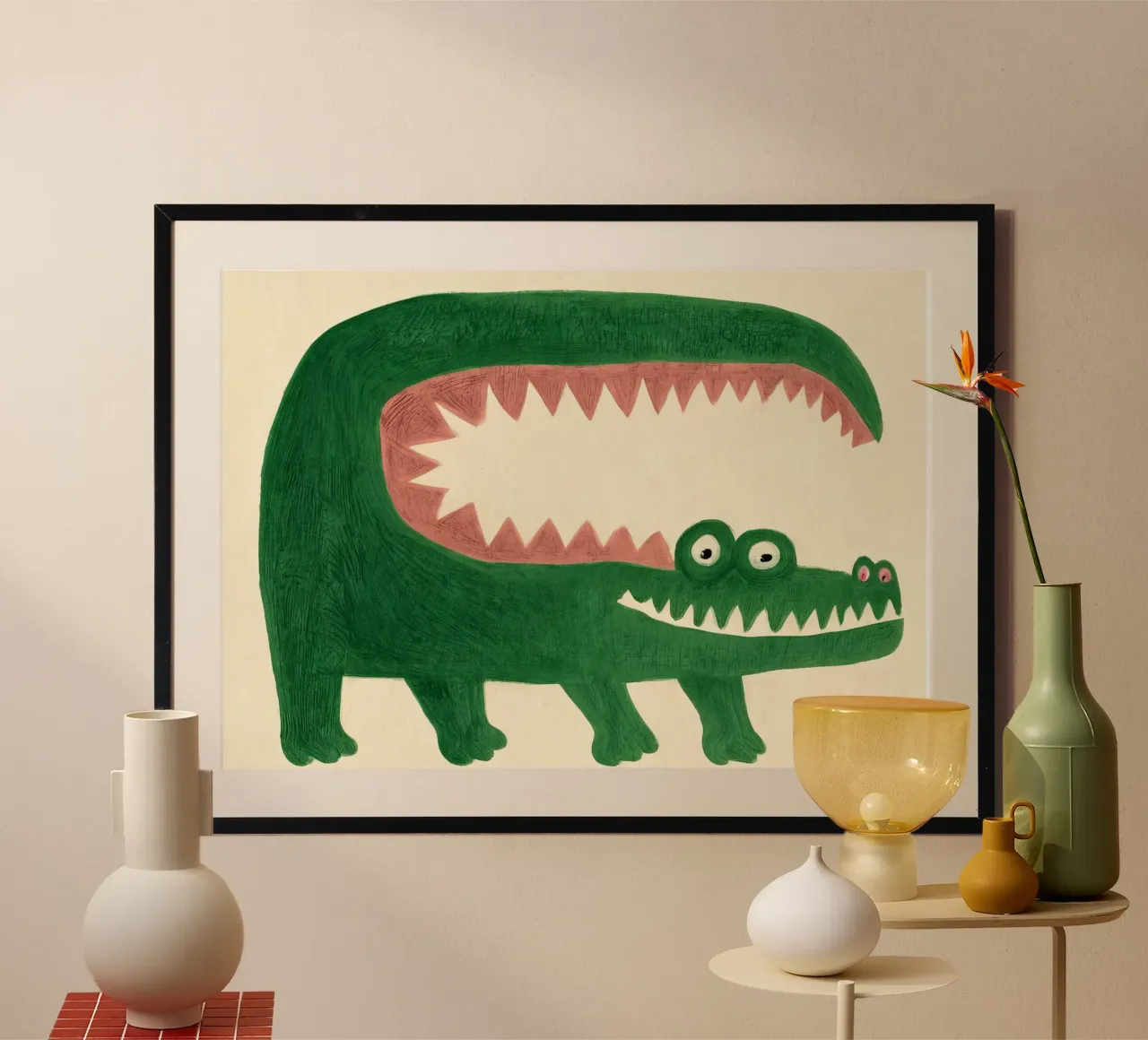 Divertente poster di coccodrillo per bambini - illustrazione di animali giocosi poster da KidzStudio
