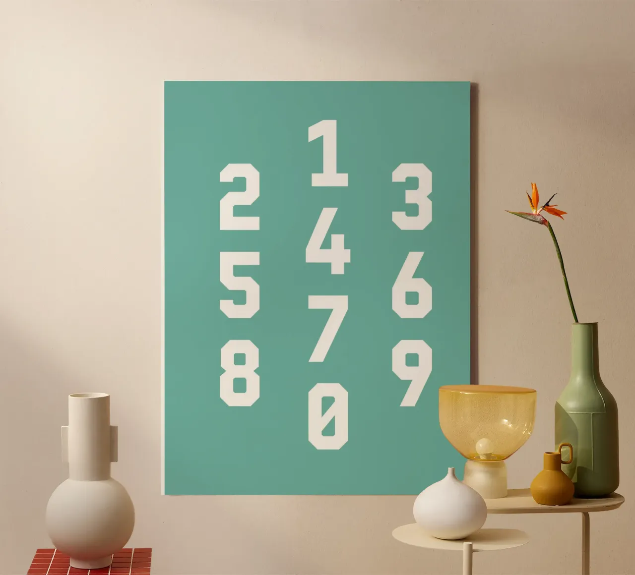 Typography Numbers #5 canvas met Baklijst van kathrinmay