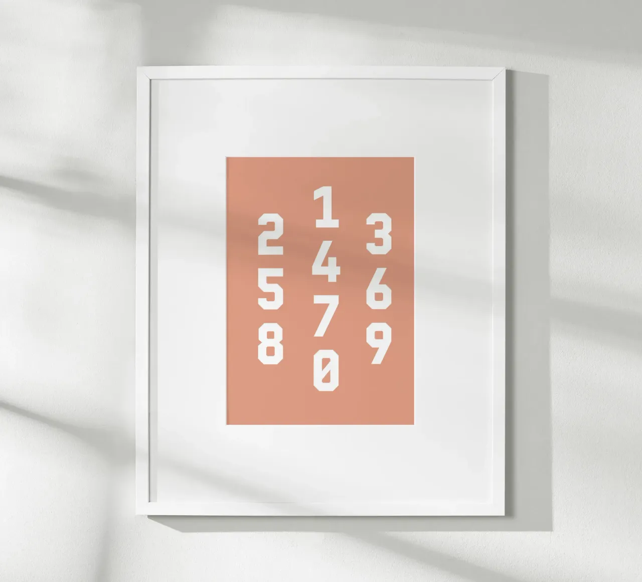 Typography Numbers #6 poster con telaio in legno da kathrinmay