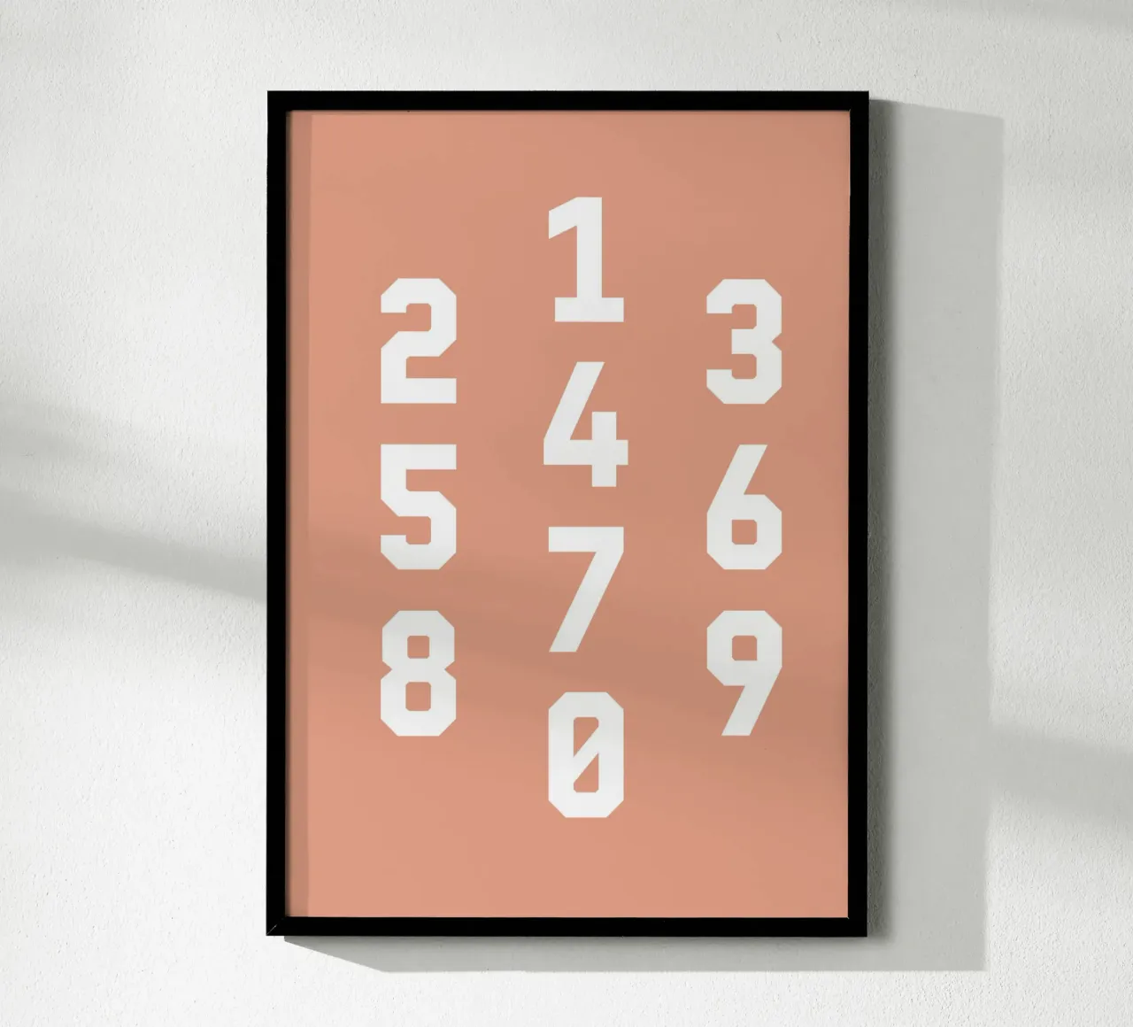Typography Numbers #6 poster con telaio in legno da kathrinmay