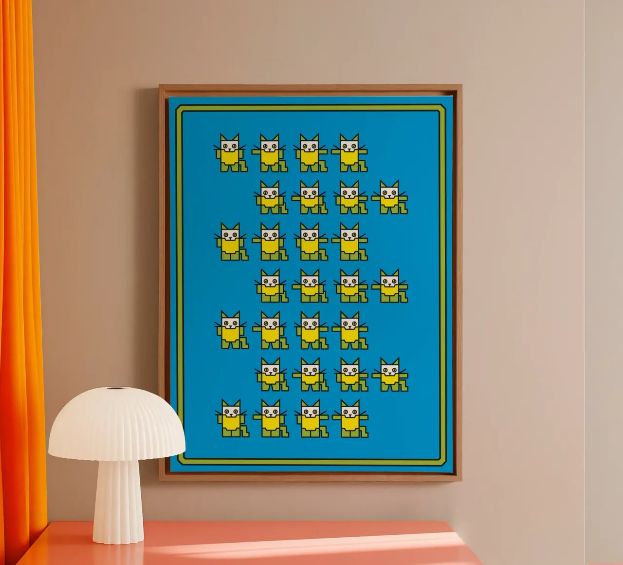 Catroid Pattern canvas with Floater frame by kathrinmay