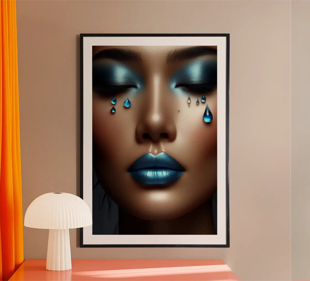 Trucco perfetto in blu poster con telaio in alluminio da BenCoStyle
