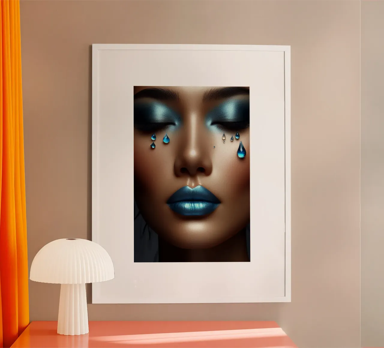 Trucco perfetto in blu poster con telaio in alluminio da BenCoStyle