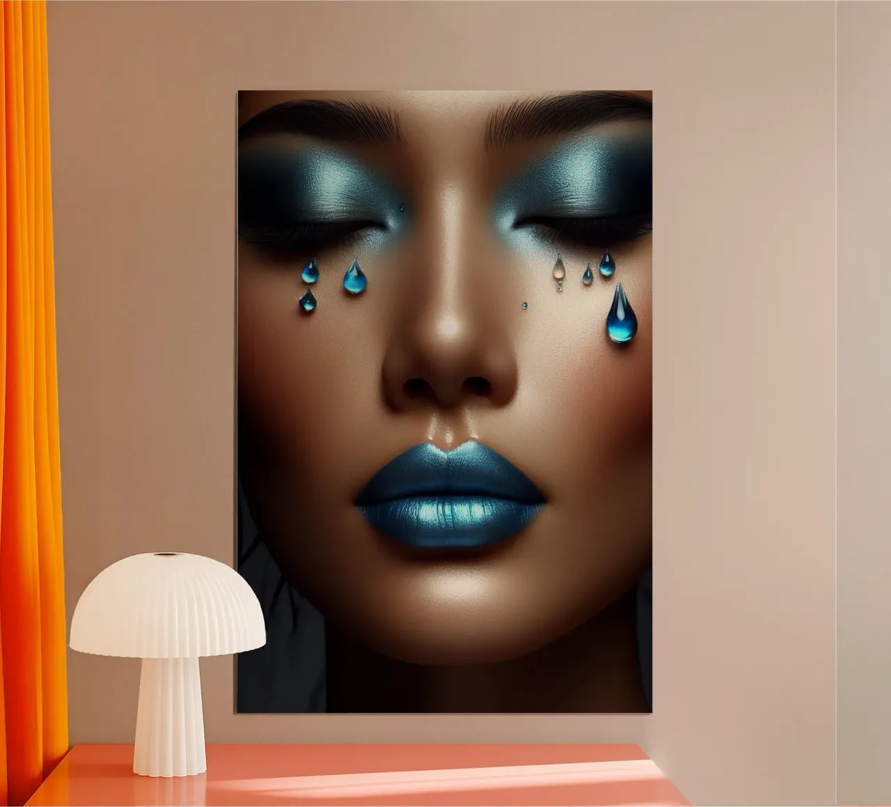 Trucco perfetto in blu poster con telaio in alluminio da BenCoStyle