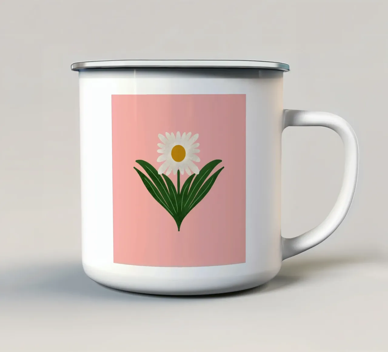 Margherita floreale retrò anni '70 su rosa - Mod Flower tazza in smalto da susanacosta