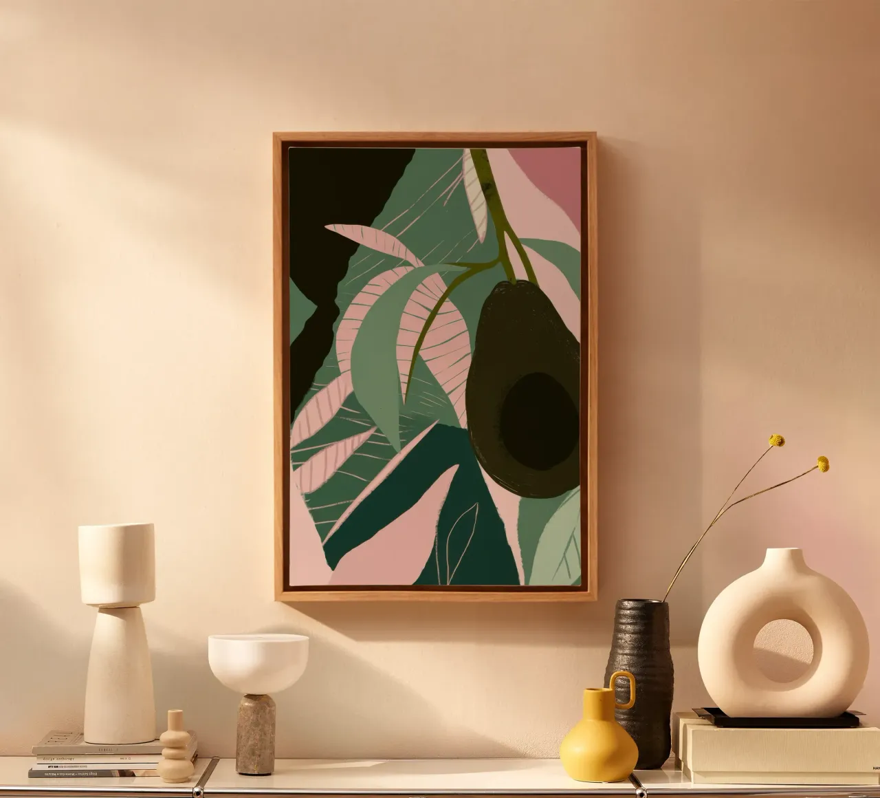 Forme di foglie minimaliste tela con Cornice a cassetta da Echo Saber