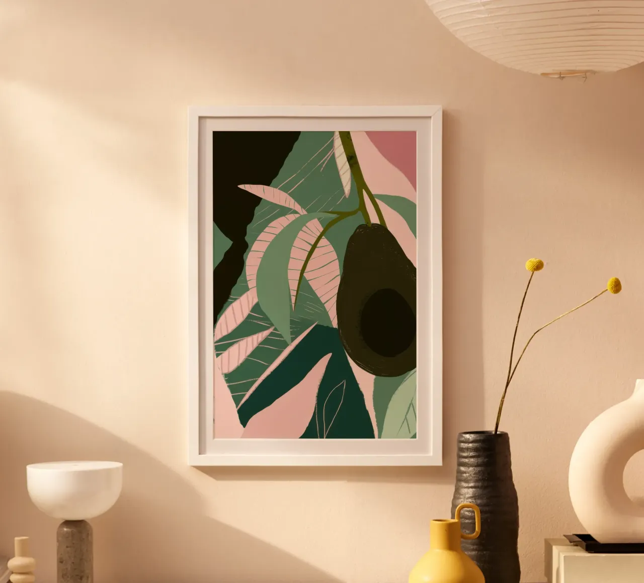 Forme di foglie minimaliste poster con telaio in legno da Echo Saber