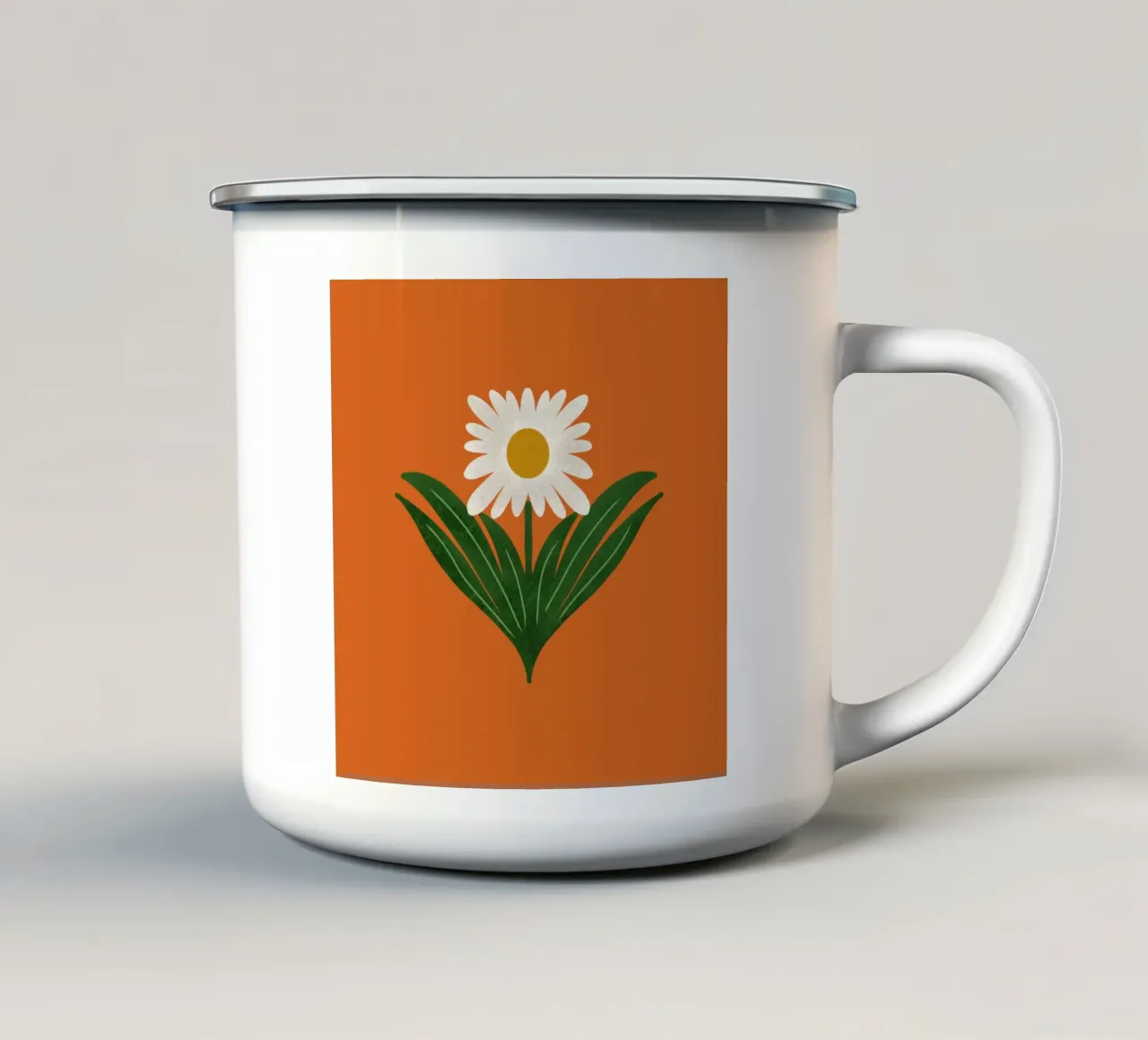 Margherita floreale retrò anni '70 su arancione - Mod Flower tazza in smalto da susanacosta